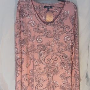 NWT Ellen Tracy  XL  Pink/Grey Paisley Nightgown